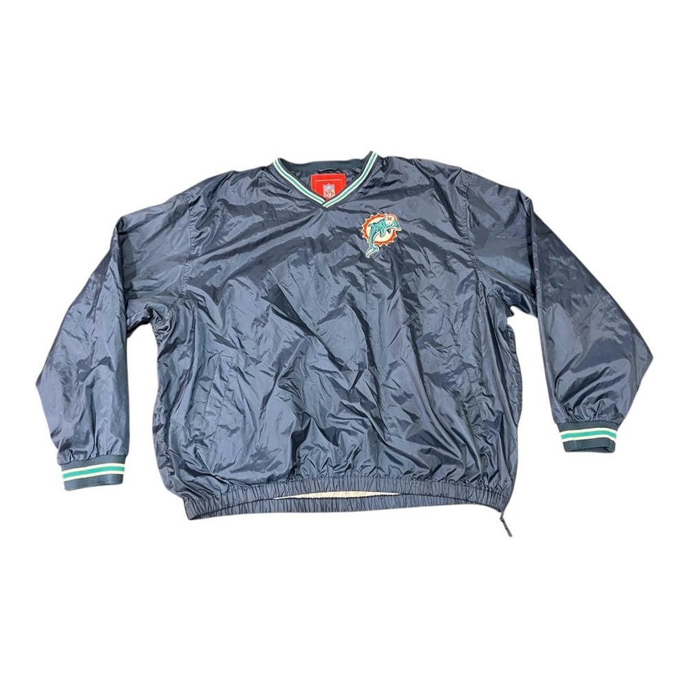 Vintage NFL Brand Miami Dolphins Center Logo Pullover Windbreaker Mens Size XXL